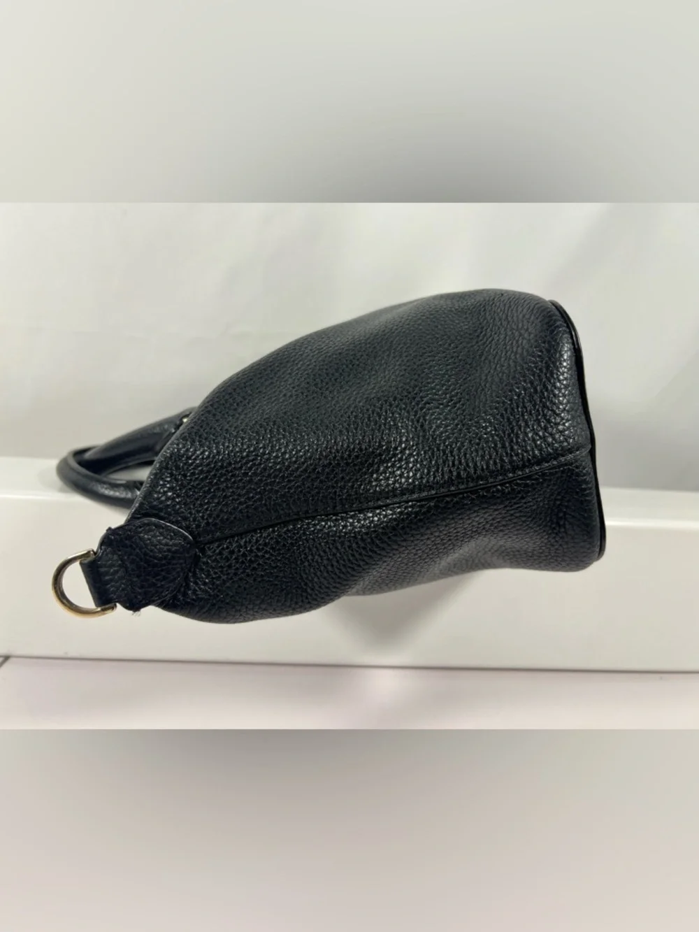 4071: Tory Burch Black Pebbled Leather Satchel Shoulder Bag